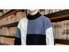 Men's Plus Size Color Block Sweater - Loose Fit, Korean Style, Round Neck Pullover for Autumn and Winter