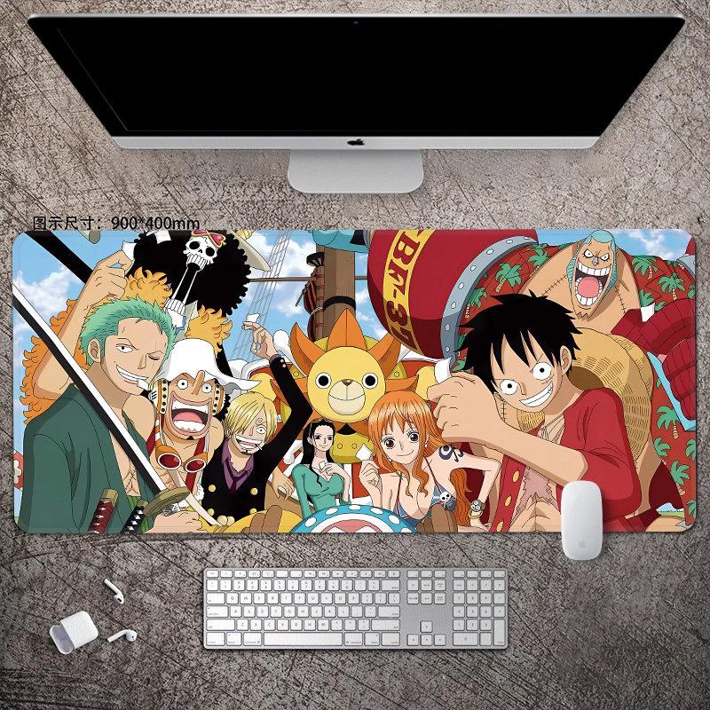 Animation Office Luffy Roronoa Zoro E-sports Gaming Table Mat ONE PIECE Leather Mouse Pad Boys Oversized Computer Keyboard Pad