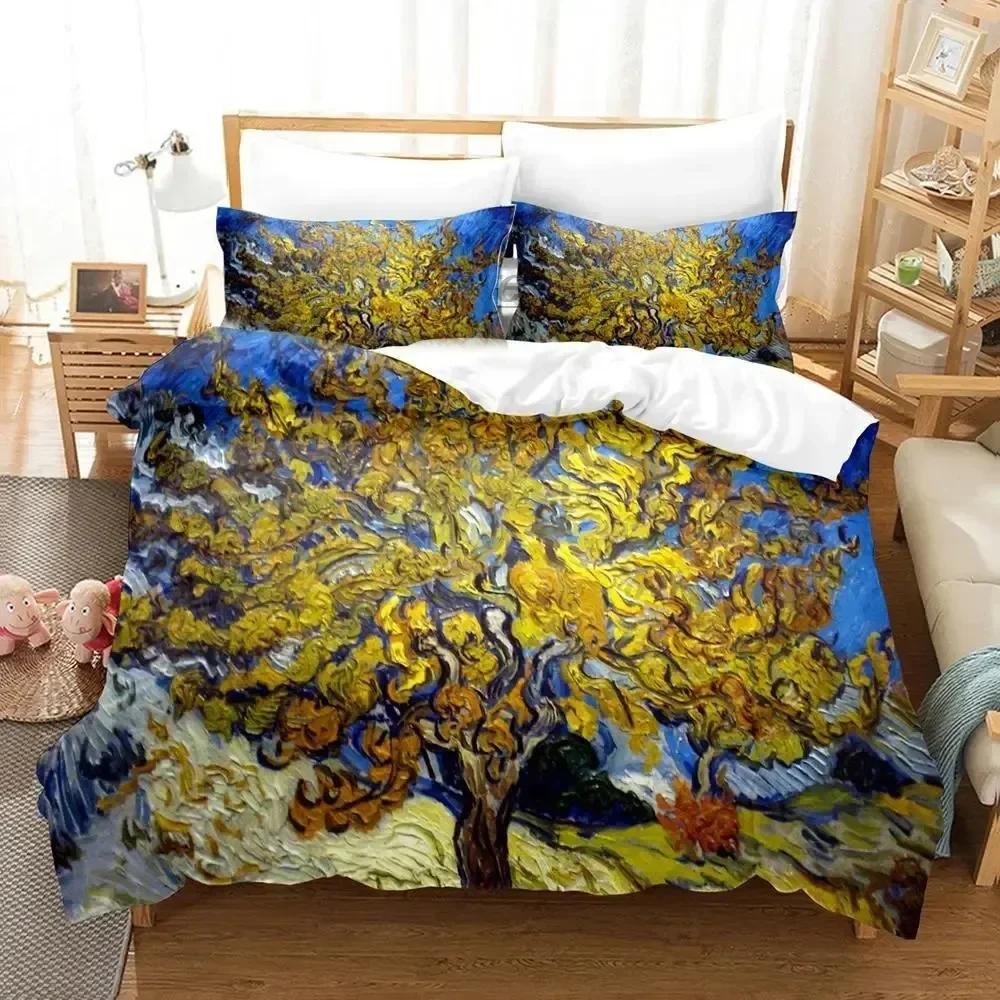 Luxury New 3D Print Van Gogh Bedding Set Duvet Cover Bed Set Quilt Cover Pillowcase King Queen Size Boys Adult Bedding Set