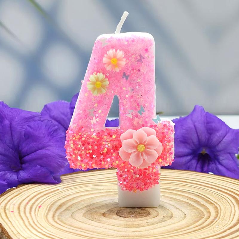 Flower Sea Digital Candle Creative Design Birthday Cake Party Decoration Handmade DIY Candle Independent Packaging