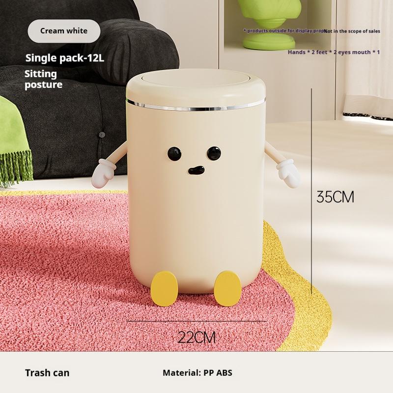 Trash Can with Pop-up Lid Waterproof with Cover Room Kitchen Toilet Bathroom Waste Storage Box Desktop Storage Box Home Supplies