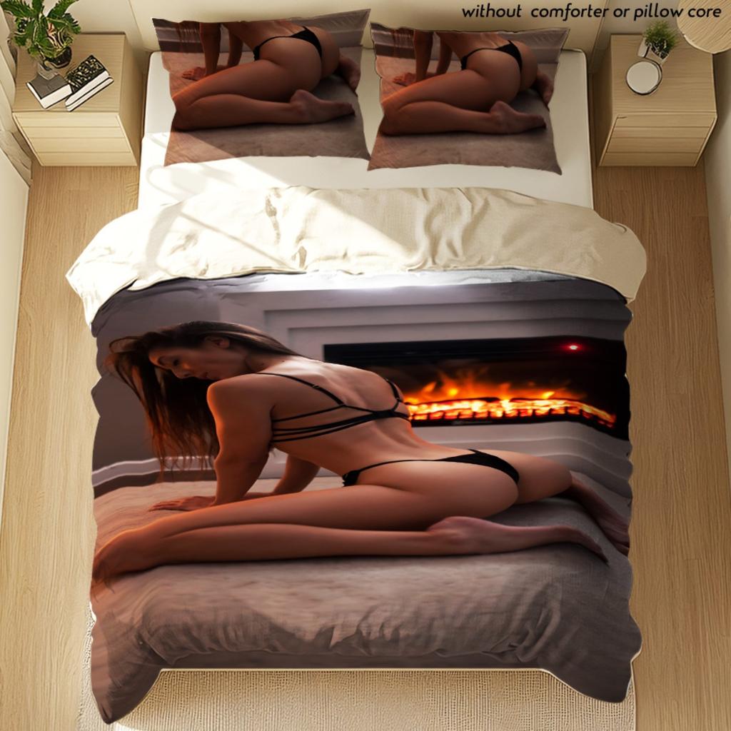 Sexy Buttocks Pattern Quilt Cover Set Multicolor Printed Bedding Set Soft And Comfortable Suitable For Home Bedroom Guest Room