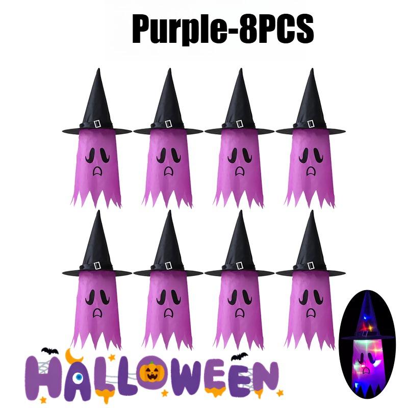 Glowing Outdoor Witch Hat LED Luminous Tree Hanging Ornament Kids Party Decor Halloween Wizard Hat Magic Prop Solution