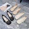 New Foldable Ballet Flats Women's Lace Embroidered Mesh Shoes Ladies Light Elegant Dress Loafer Woman Breathable Mary Jane Shoes