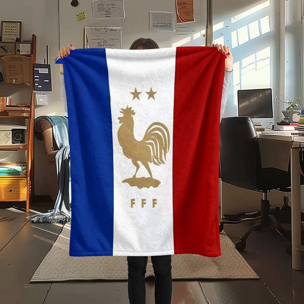 France National Football Team Flannel Blanket, High Quality Comfortable for All Seasons, Home Decor, Warmth and Comfort
