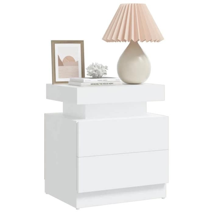 Bedside Table - Maison Exclusive - White - 45x35x52 Cm - Engineered Wood - Contemporary