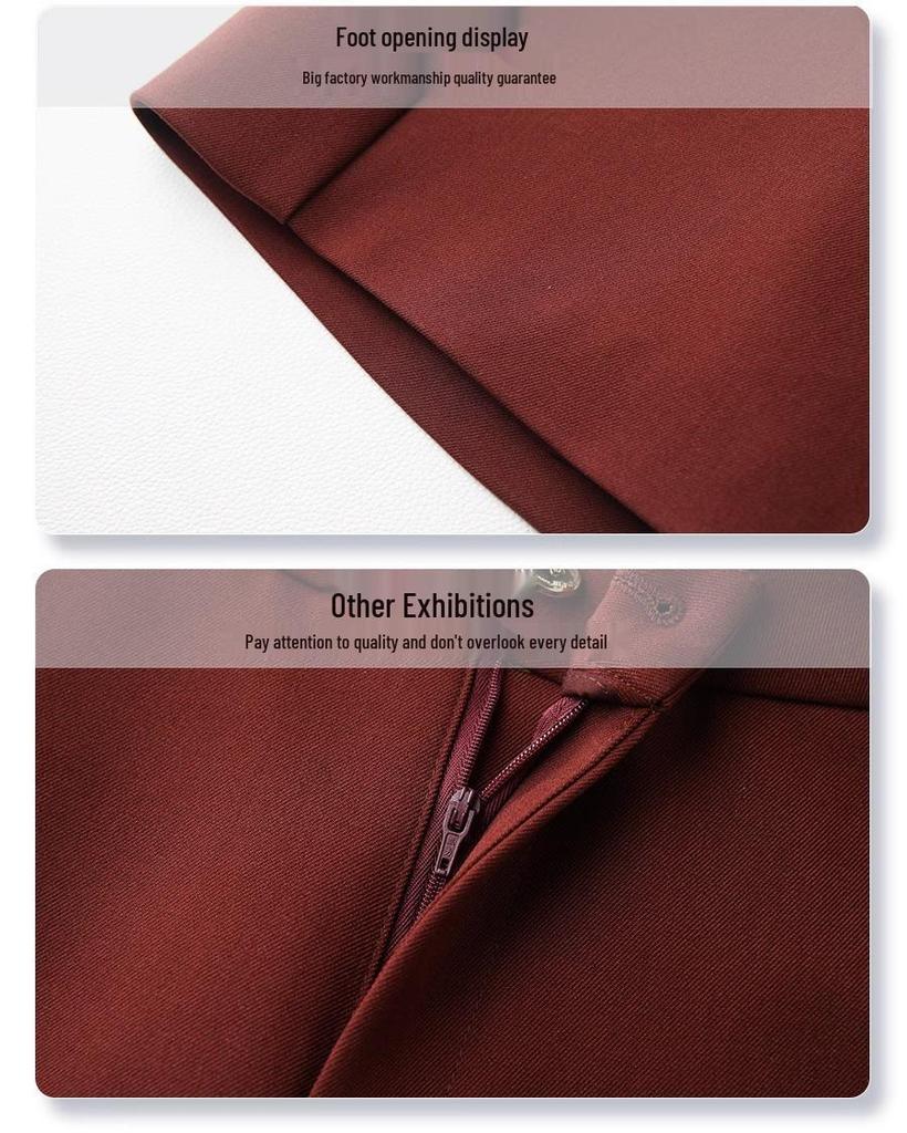 2025 Spring/Summer Women's High-Waist Red A-Line Slimming Wide-Leg Shorts