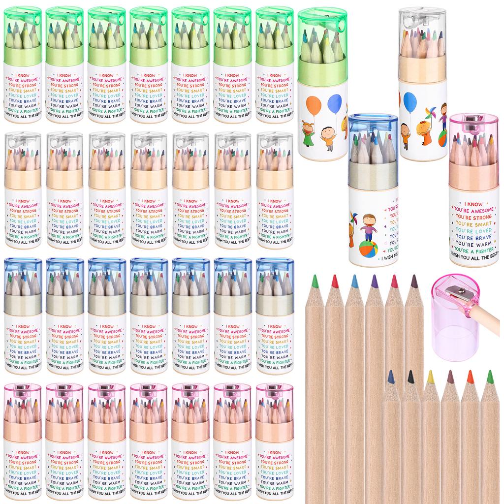 32 Pack Inspirational Colored Pencils Bulk Mini 12 Colored Pencils With Sharpener In Tube Mini Drawing Pencils Set Back To Schoo
