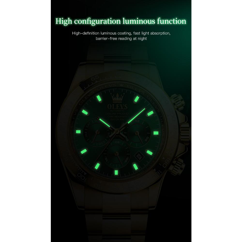 OLEVS New Quality Three-eye Watch Luminous Waterproof Multifunctional Automatic Mechanical Watch for Men