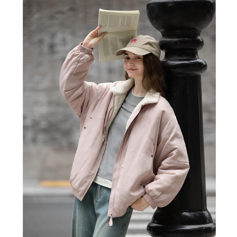 TonLion Women's Color-block Short Padded Jacket with Faux Shearling Collar