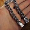 New Silver Color Men's Bracelet Auspicious Pattern Pin Type Retro Couple Men's and Women's Same Style Ring Buckle Bracele Jewelry