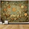 Floral Wreath Sun Vintage Dreamy Landscape Tapestry Wall Hanging, Festive Decor Polyester Tapestry, Suitable for Living Room Bedroom Office, Home Deco