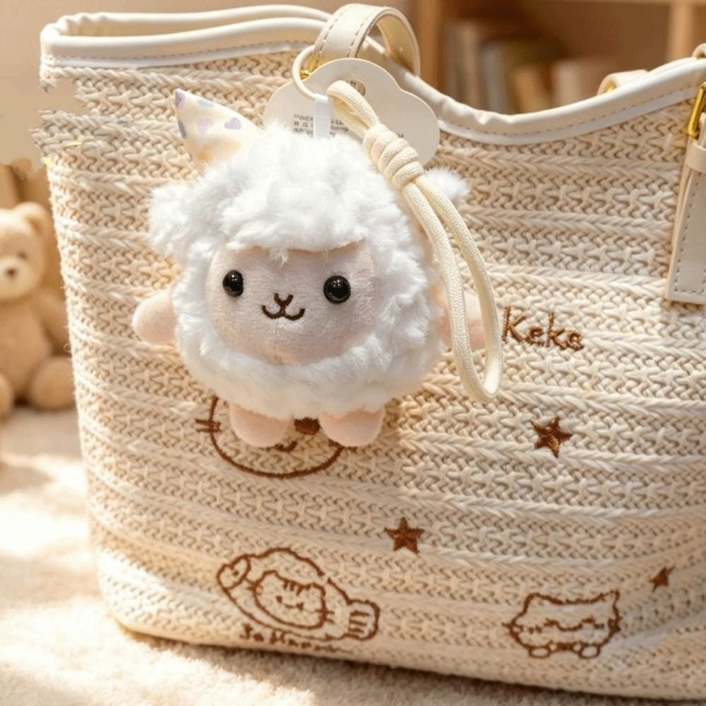 Lamb New Year Sheep Plush Keychain Ornaments Fluffy Lamb Pendant Sheep Plush Doll Bedroom Decor