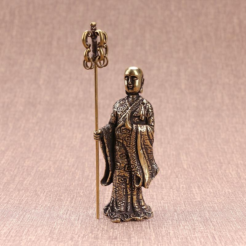 Retro Pure Copper Chinese Myth Nezha Buddha Statue Figurines Creative Desktop Decoration Home Furnishing Craft Gift Decoration