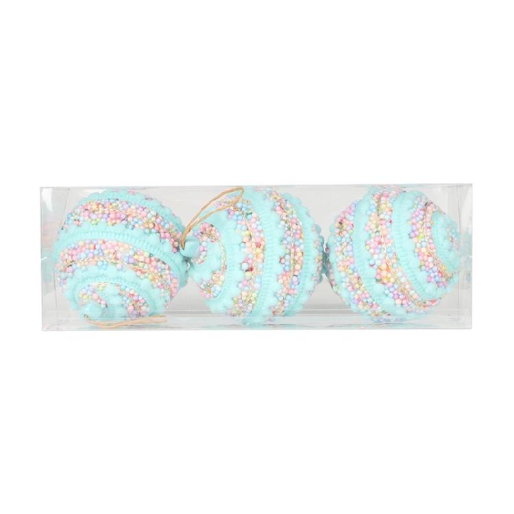 3Pcs Macaron Color Foam Sphere Pendant Christmas Tree Accessories Suitable For Family Or Retail Space Decoration