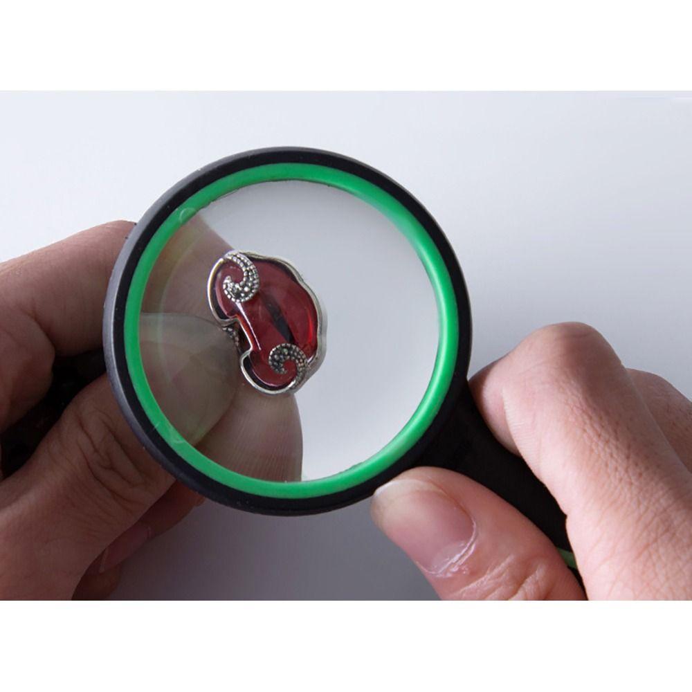 1Pcs 50/65/75/90/100mm Handheld Magnifier Antique Mahogany Handle Portable 10X Magnifying Glass Thickened Glass Lens Eye Loupe