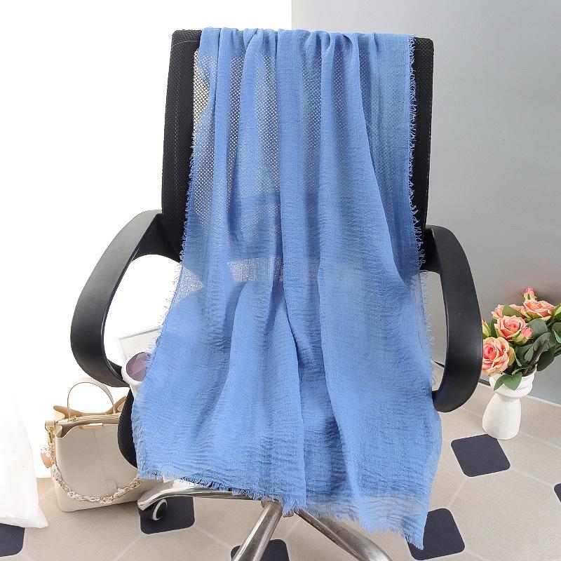 Sciarpa grande da donna in cotone e lino di colore puro: Foulard musulmano primaverile/estivo, telo mare, scialle con protezione solare