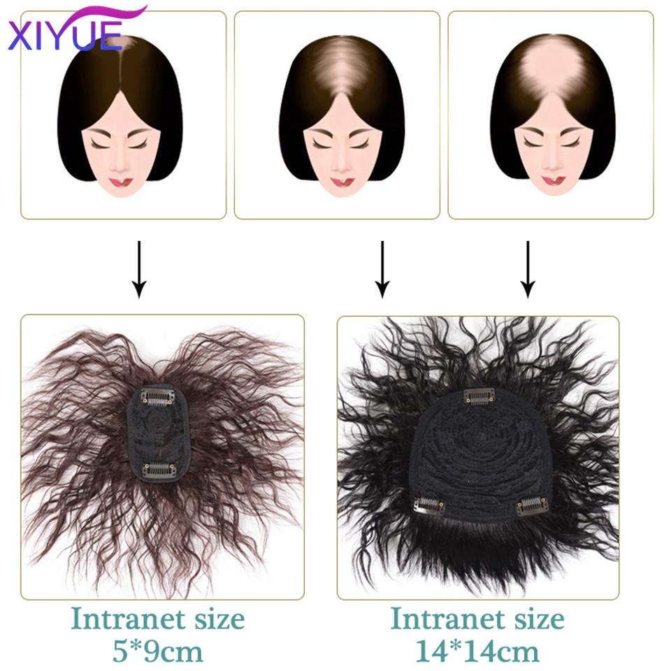 Černé Hnědé Kudrnaté vlasy Top Toupee Clip In Syntetické prodlužování vlasů Výměna Zapínání Příčesek Paruky s ofinou Ženy