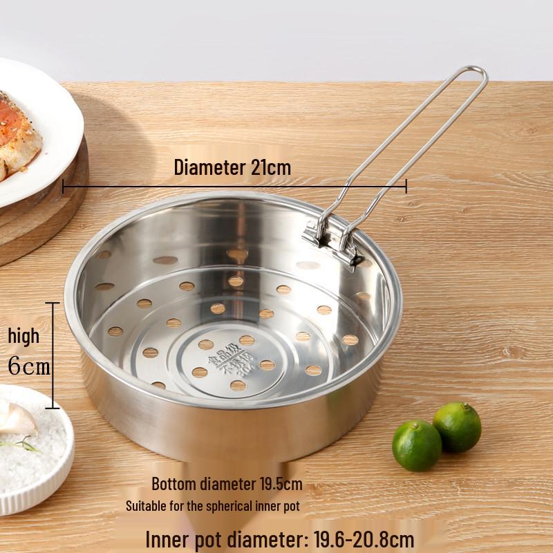 Universal 304 Stainless Steel Steamer Basket with Small and Large Holes, Non-Magnetic, Thickened for Household Rice Cookers.
