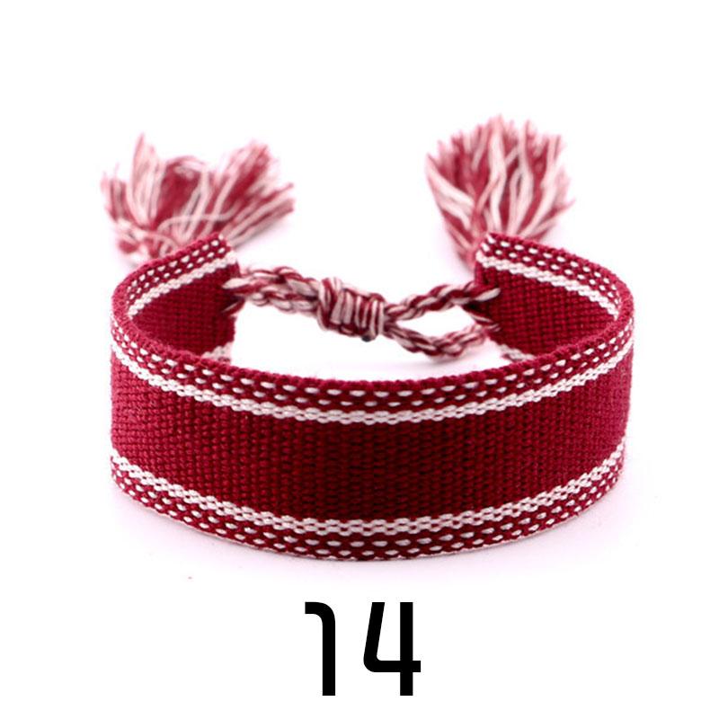 Women Fashion Jewelry Gift Colorful Decorative Pattern Embroidered Handmade Woven Bracelet Bohemian