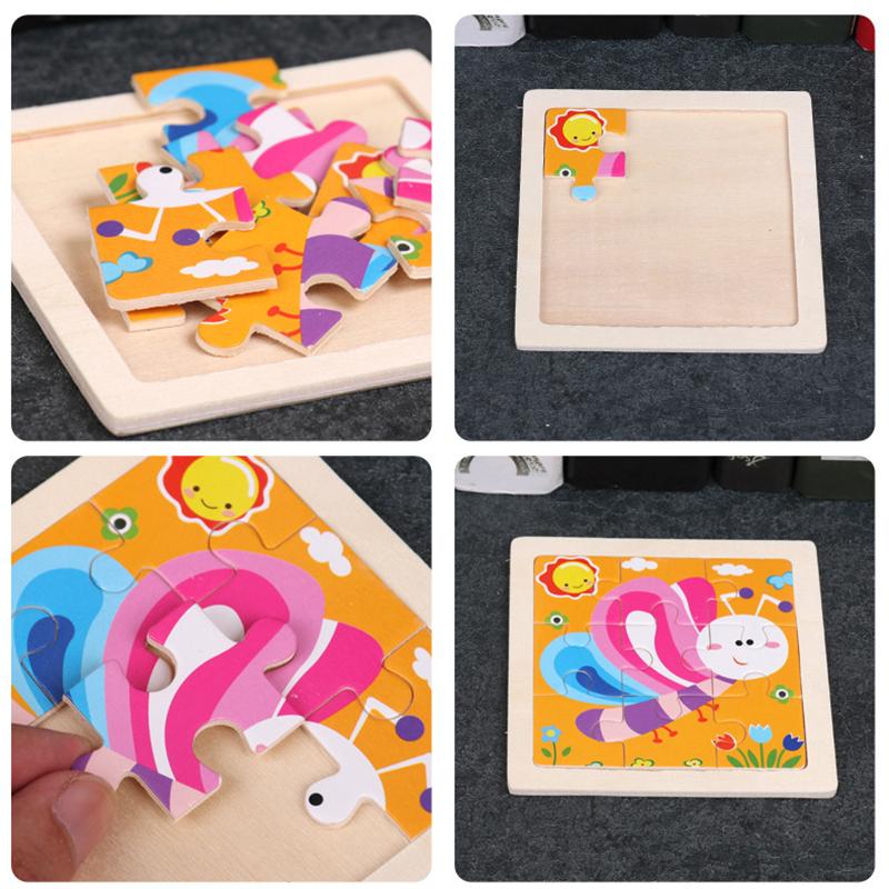Kids Funny Cartoons Puzzle Toy Jigsaw Wooden Educational Study