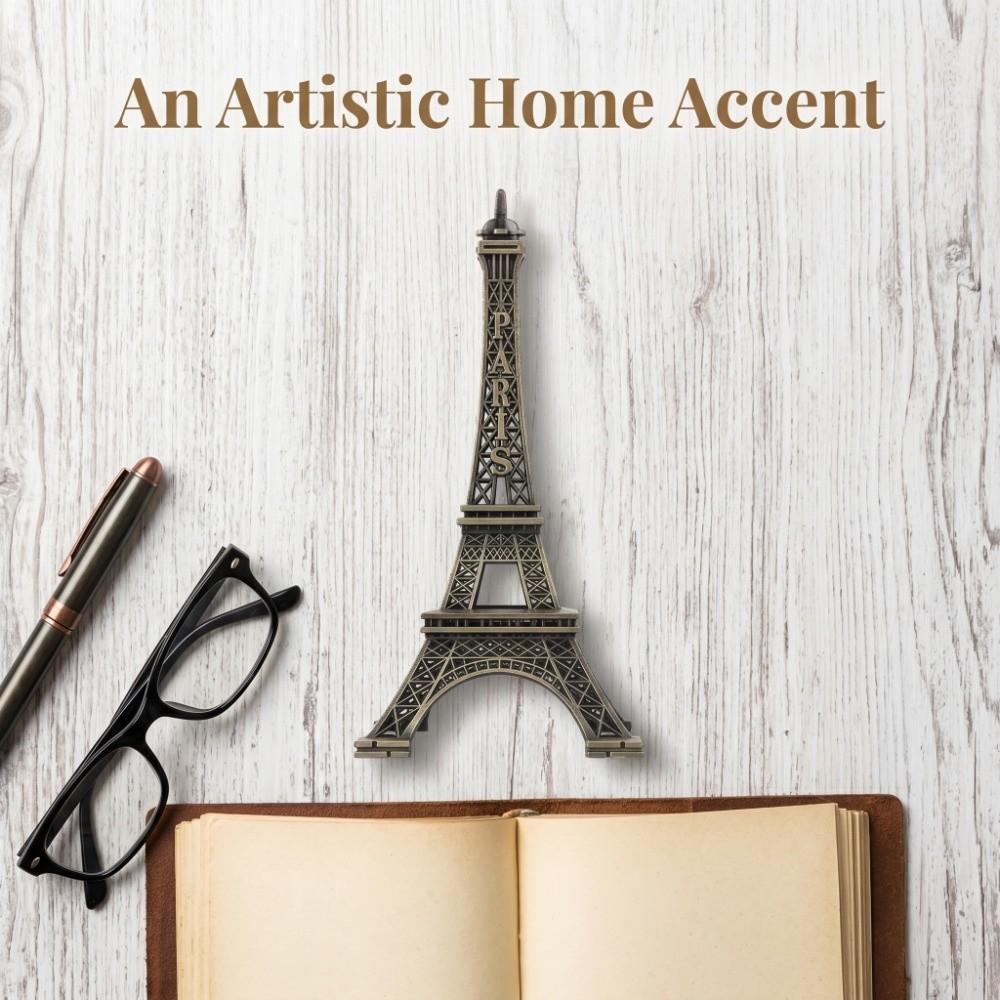 Bronze Tone Paris Eiffel Tower Figurine Statue Exquisite Craft Stylish Building Model Miniature Replica Creative