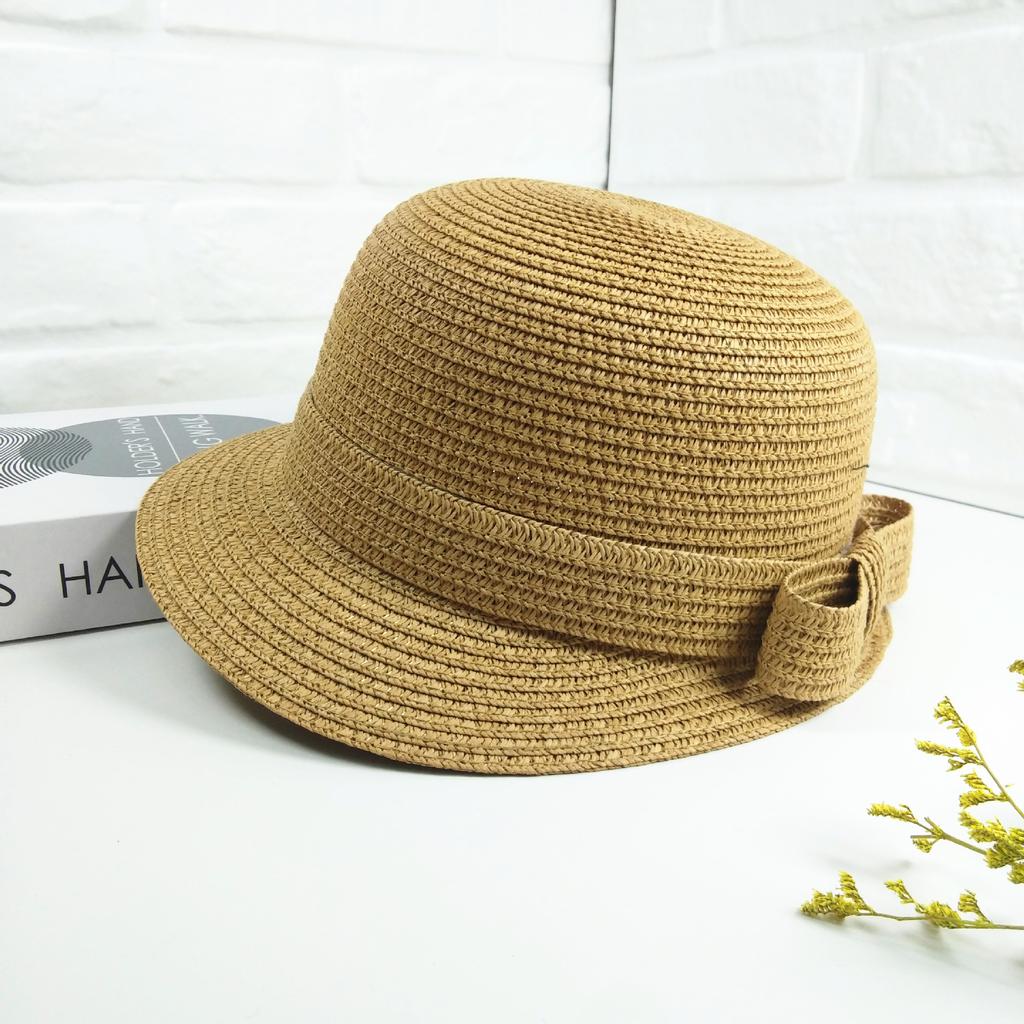Front big and back small bow straw hat women's spring and summer new fashionable versatile face small travel sunshade sun hat
