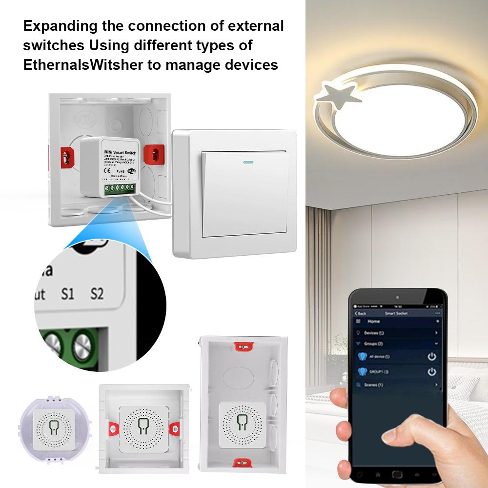 Interruptor WiFi, relé, interruptor inteligente, interruptor remoto con cableado de fase/neutro, control por aplicación con temporizador, compatible con Alaxe.