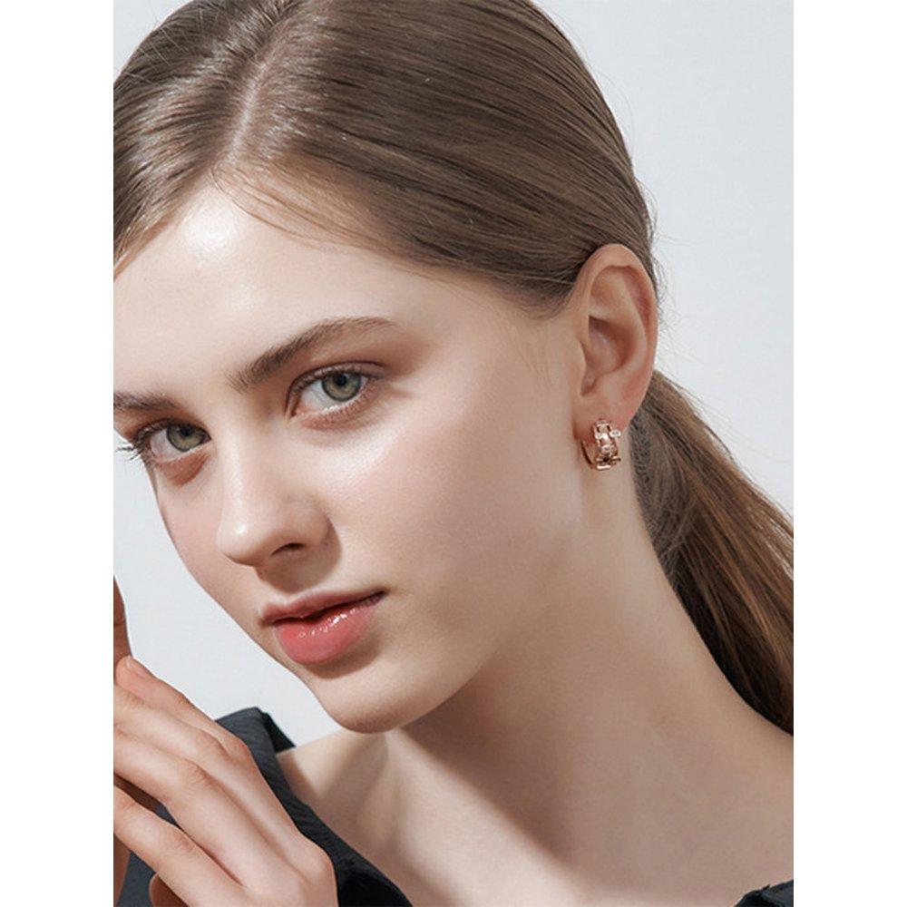 14K Gf Bold Check Point One-Touch Earrings Gigfee008