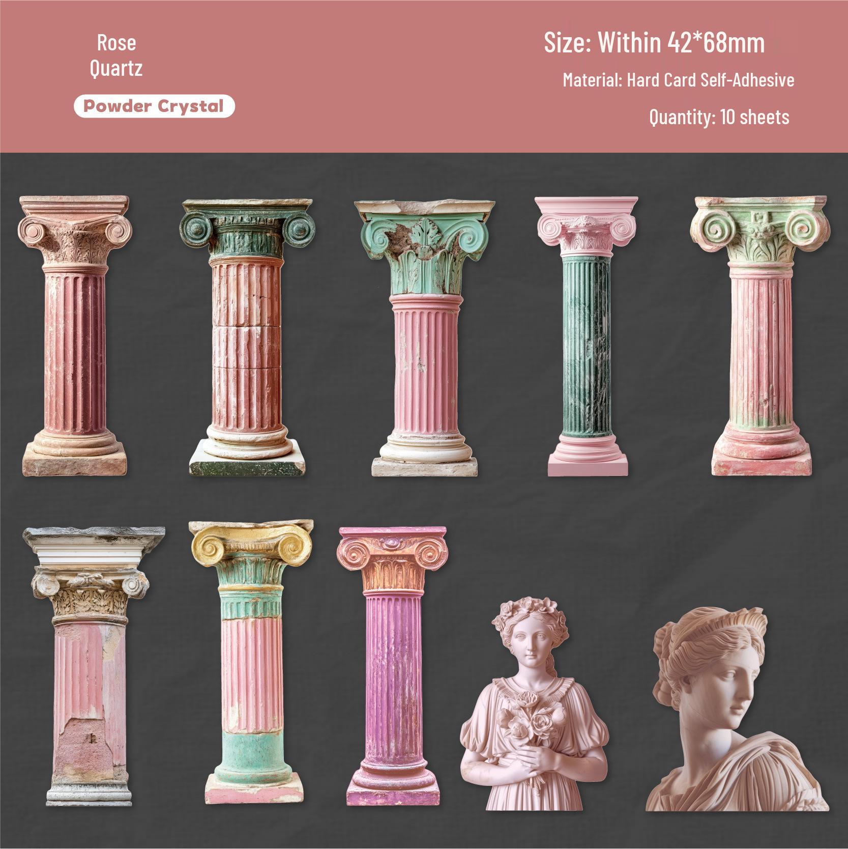 Наклейки RetroStory Venus Journal – 10 листов, 6 стилей, Серия «Римская колонна», Европейский ретро-дизайн