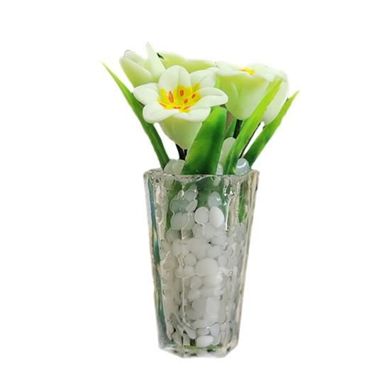 Miniature Potted Lily Toy Realistic Resin Mini Flower Vase Model Figurine DIY Photo Prop 1/12 Dollhouse Decoration Accessories