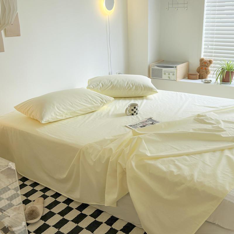 2025 Frühling und Sommer klein frisch einfarbig Laken Einzelstück neu karierte Laken pillingfrei hautfreundlich verdickte Steppdecke Einzelbett Hut