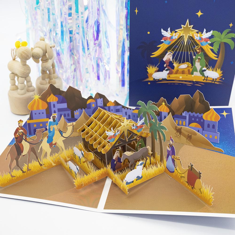 Top Quality New 3D Christmas Greeting Card Creative Pop Up Hand-Made Cards Colorful Christmas Holiday Thanksgiving New Year Card