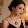 Lovely Pet Themed Long Chain Necklace With Heart Shape Cats And Dog Pendants Sturdy Stainless Steel