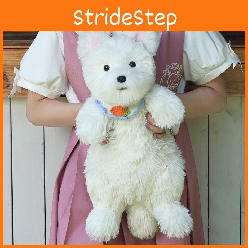 White West Highland Terrier Dog Doll Backpack Cute Girl Decorated Bags Shoulder
