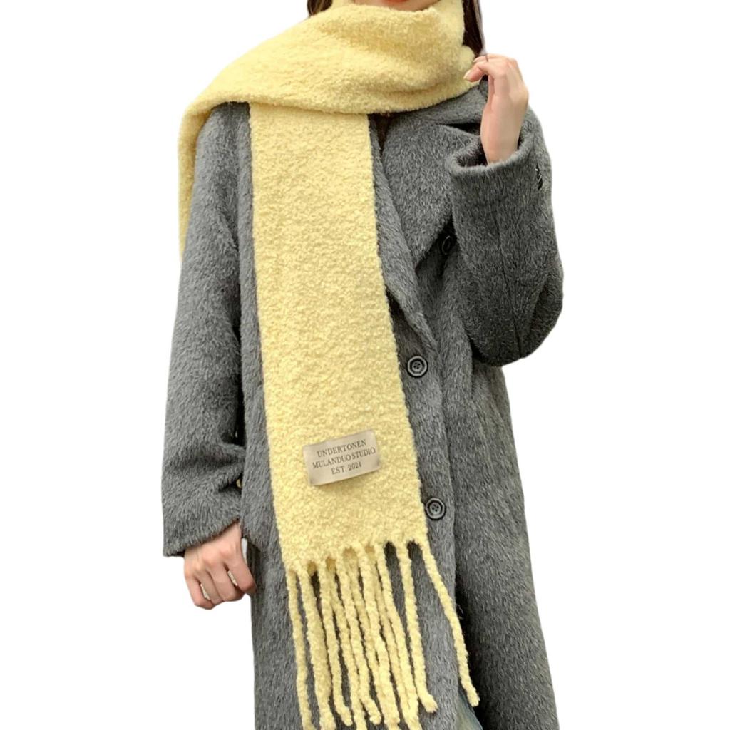 Neuer einfarbiger Premium-Wollschal für Damen, Herbst und Winter, vielseitig, verdickt, Plüsch, warm, Premium-Schal