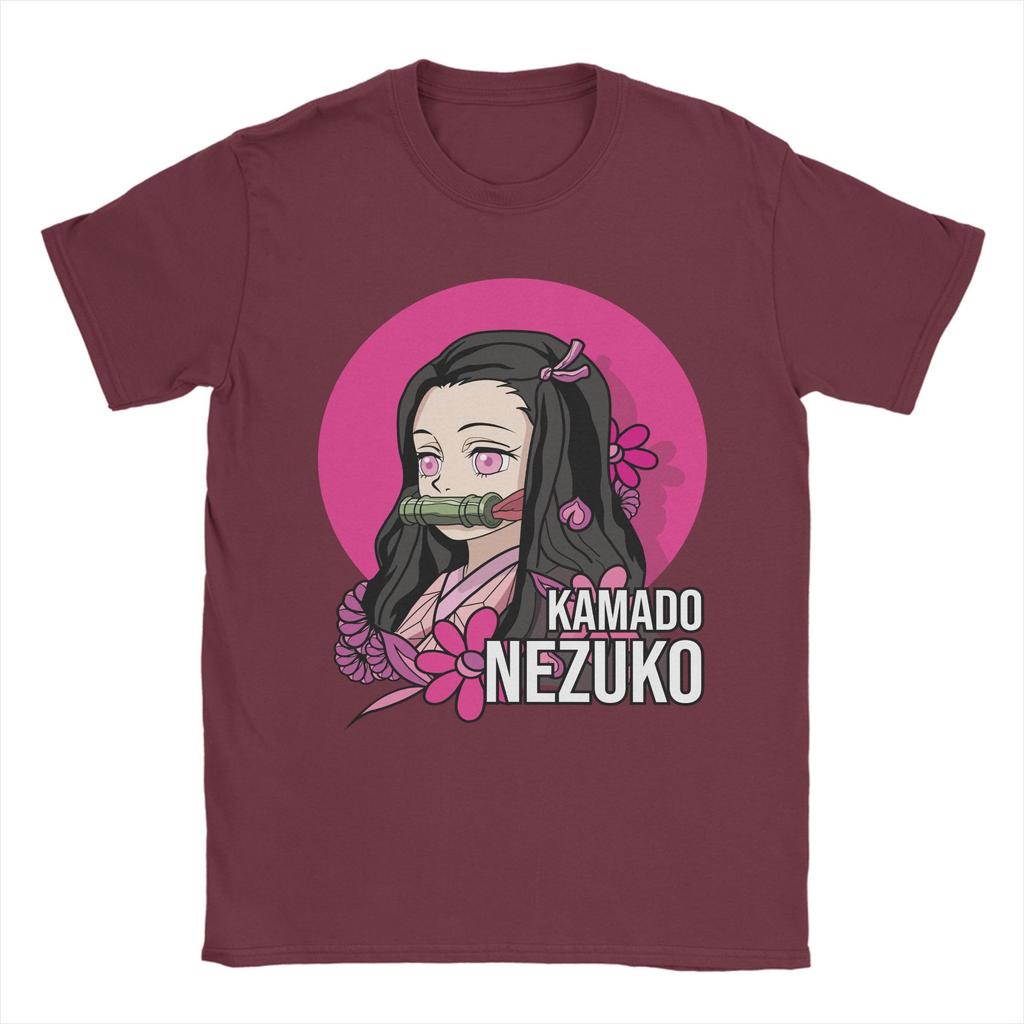 Anime Demon Slayer Nezuko T Shirt for Men Pure Cotton Vintage T-Shirt Round Collar  Tees Short Sleeve Clothes Summer