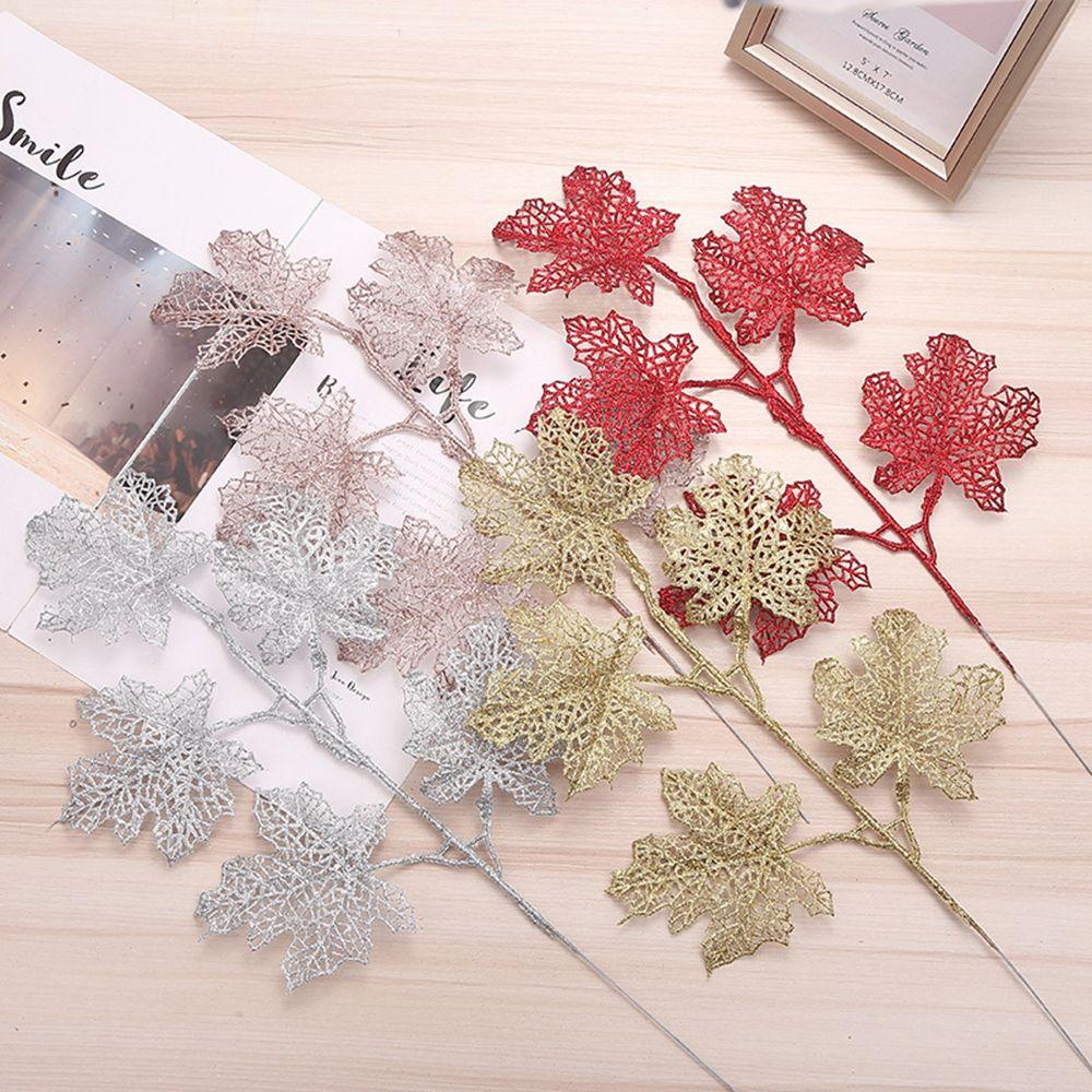 Wedding Home Glitter Glitter Leaves Christmas Tree Decor Artificial Flower Christmas Decorations