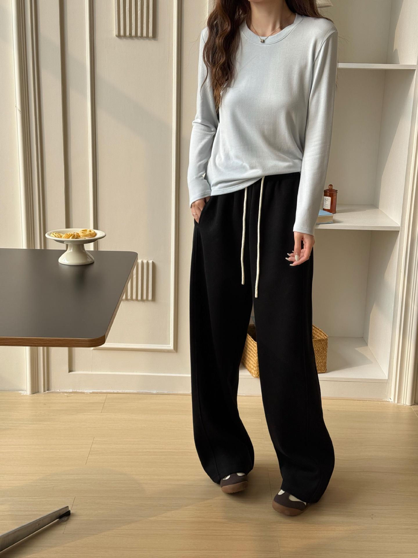 

Women s High-Waisted Wide-Leg Patchwork Drawstring Pants – Slimming, Relaxed, and Casual Sweatpants L чорний