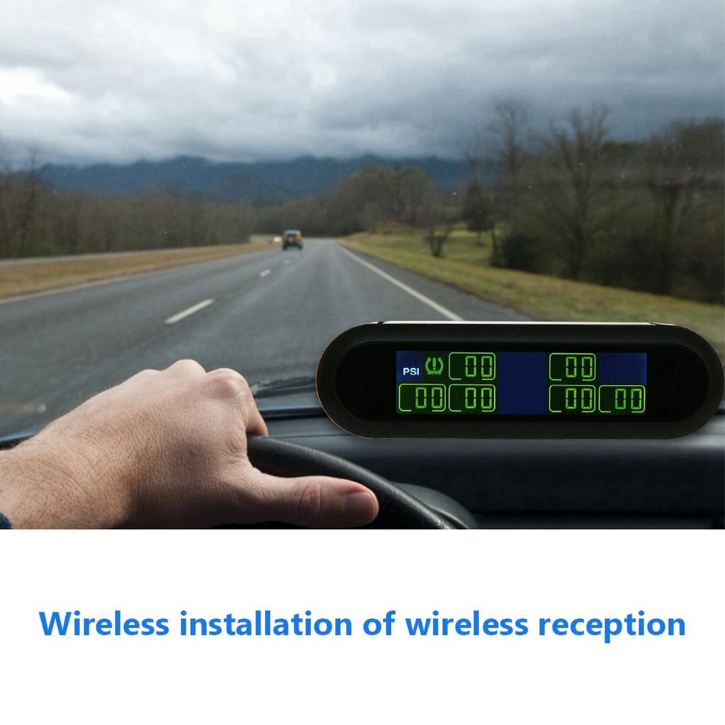 Wireless Solar TPMS Tire Pressure Monitoring System LCD Monitor Alarm with 6 External Sensors