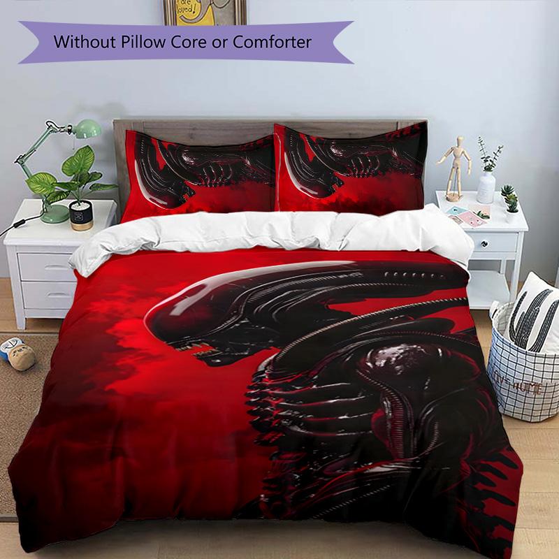Alien 3pcs Bedding Set Duvet Cover Closure Includes 1 Duvet Cover & 2 Pillowcases for All Seasons Bedroom Home Dorm Decor