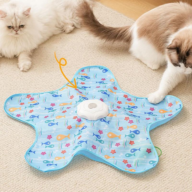 Cat Toys Interactive Hide and Seek Cat Toy with Mouse Squeaky Motion Activated Moving Concealed Feathers Kitten Teaser Toy