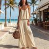 Summer 2 Piece Sets for Women, Spaghetti Strap Tank Top And Wide Leg Pants Lounge Set, Beach Vacation Travel Outfits