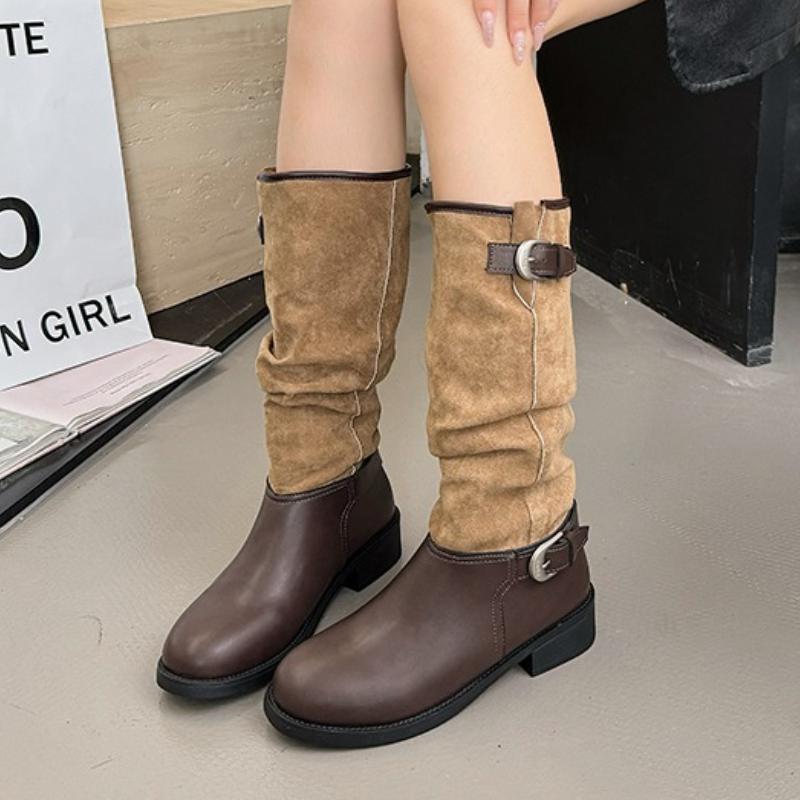 Women High Boots Fashion Heeled Shoes Elegant 2025 New Winter Chunky Knee High Chelsea Boots Fashion Dress Party Brand Pumps