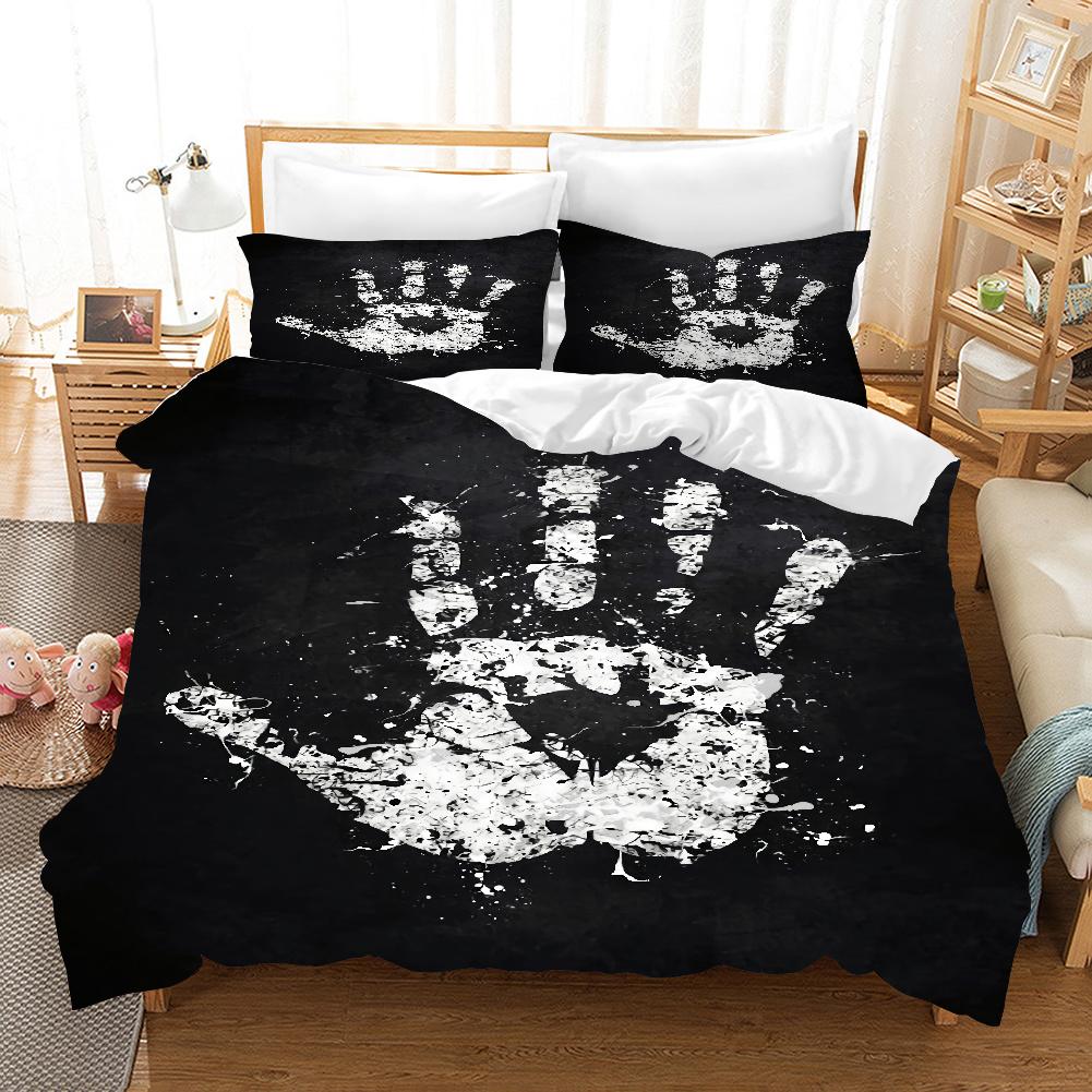 Halloween King Queen Duvet Cover Horror Blood Hand Bedding Set For Teens Scary Red Blood Stains 2/3pcs Polyester Quilt Cover