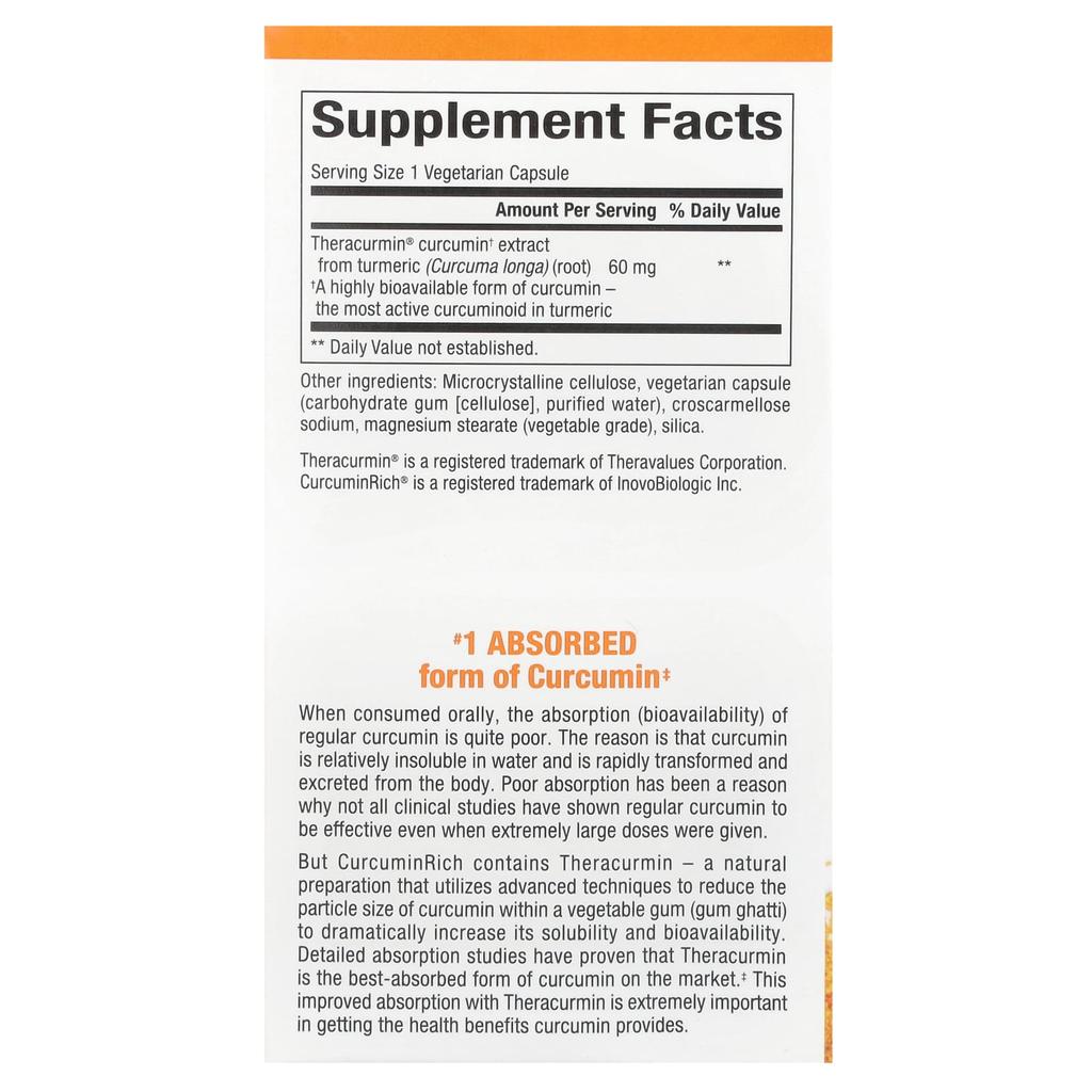 Curcuminrich®, Double Strength Theracurmin®, 60Mg, 120 Veggie Caps