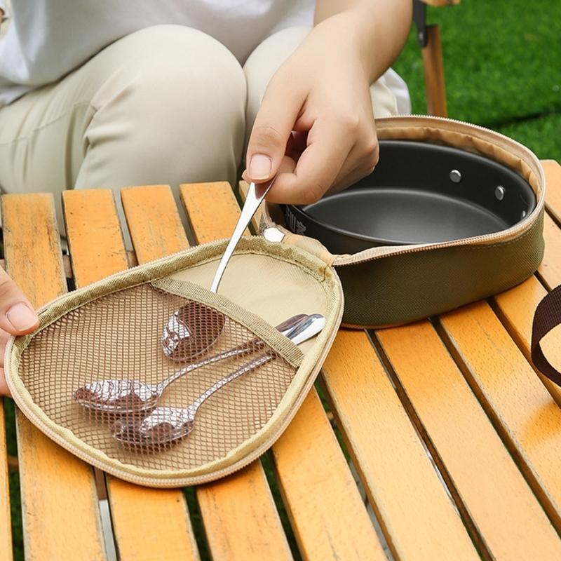 Stilvolle und praktische große Aufbewahrungstasche mit Griffen und Reißverschluss für Campingtöpfe, Picknickschüssel, Outdoor-Kochen