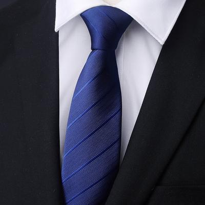 Men'S Blue Business Dress Tie Wedding Groom Work Korean Version Zipper-Style No-Beater Tie Gift Box