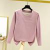 Ladies' Loose Comfortable Casual Fashionable And Warm Underwear With Seamless Round Neck And Thick Velvet Top