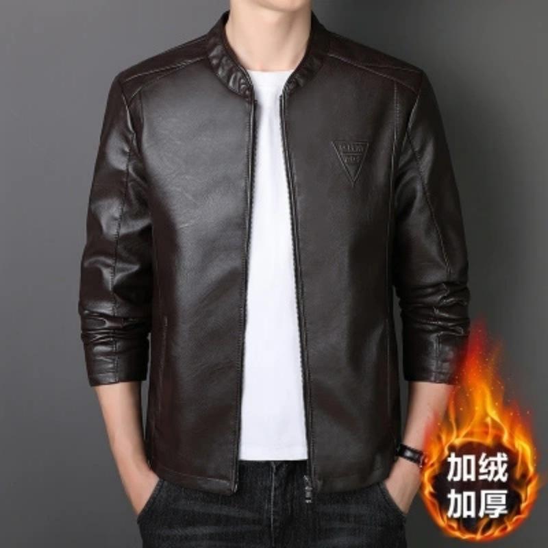 Men's Jacket Leather Jacket Slim Fit Casual Youth Inverted Triangle Men's Leather Jacket Casual Fashion Fleece Jacket